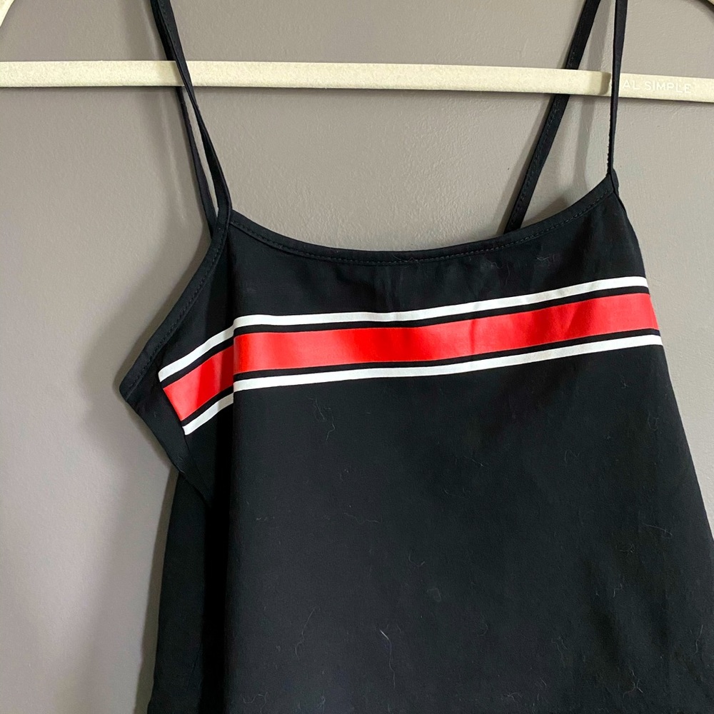 Black Trendy Tank Top with Stripe